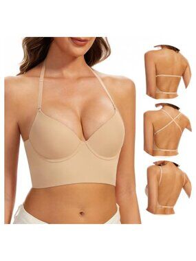 Low Back Bra Seamless Lightly Lined Invisible Backless Convertible Straps